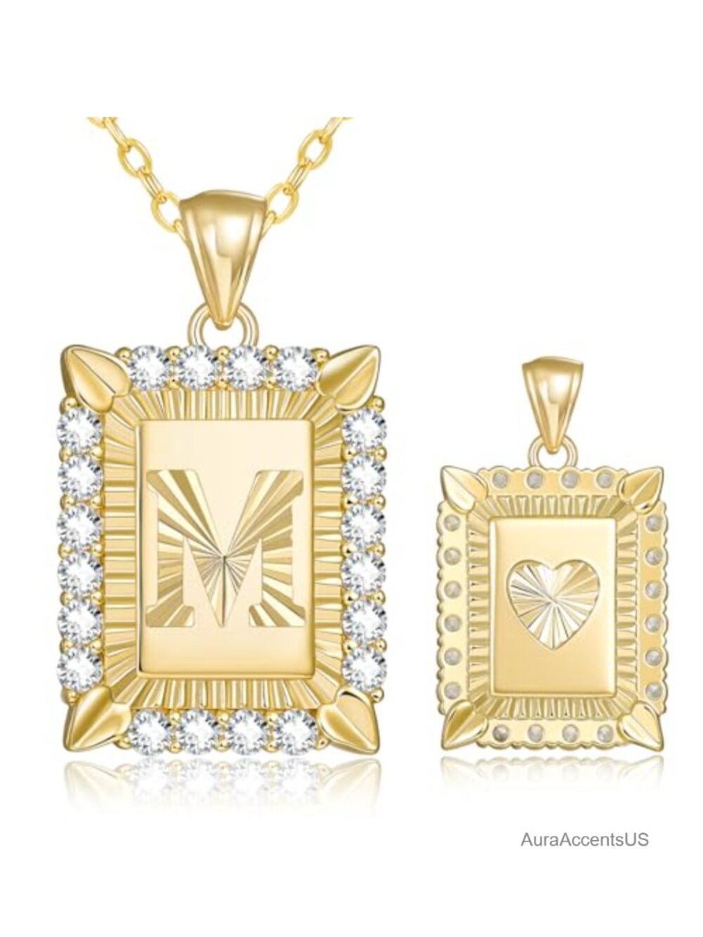 14K Gold Dainty Initial Necklace Monogram Pendant A-Z